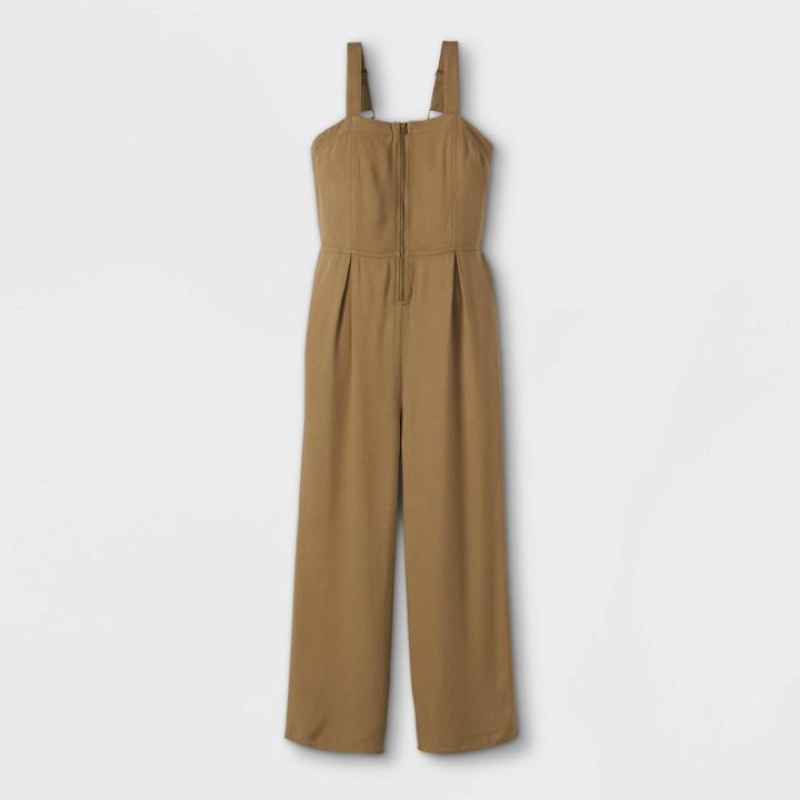 Girls' Zip-front Twill Jumpsuit - Art Class Olive Green