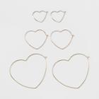 Target Three Piece Multipack With Wired Heart Hoops Earring Set, Women's,