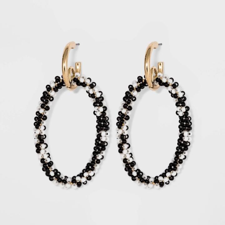 Sugarfix By Baublebar Seed Beaded Hoop Earrings - Black/white, Women's