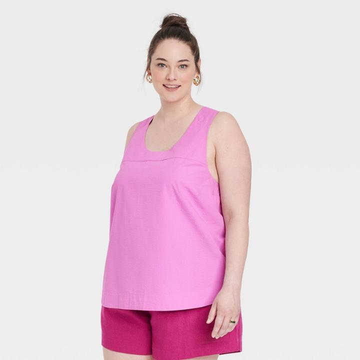 Women's Plus Size Trapeze Tank Top - A New Day Purple