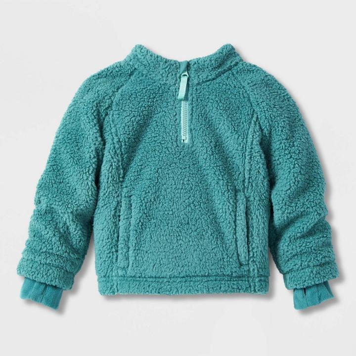 Toddler Adaptive Mock Neck Long Sleeve Fleece Jacket - Cat & Jack Dusty Green