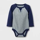 Baby Boys' Raglan Thermal Long Sleeve Bodysuit - Cat & Jack Navy Newborn, Blue