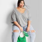 Women's Short Sleeve Relaxed Fit V-neck T-shirt - Wild Fable Heather Gray