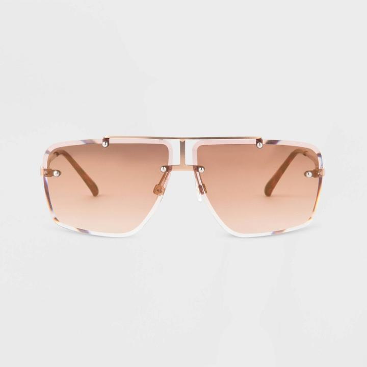 Women's Tortoise Print Metal Aviator Sunglasses - Universal Thread Gold