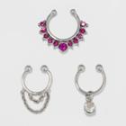 Drop Chain Stone Detail Septum Ring 3ct - Wild Fable,