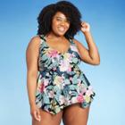 Kona Sol Women's Plus Size Shoulder Tie Tankini Top - Kona