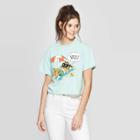 Women's Garfield Short Sleeve Cropped Graphic T-shirt - Mighty Fine (juniors') - Teal