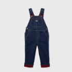 Oshkosh B'gosh Toddler Boys' Flannel Line Denim Overall - Dark Wash