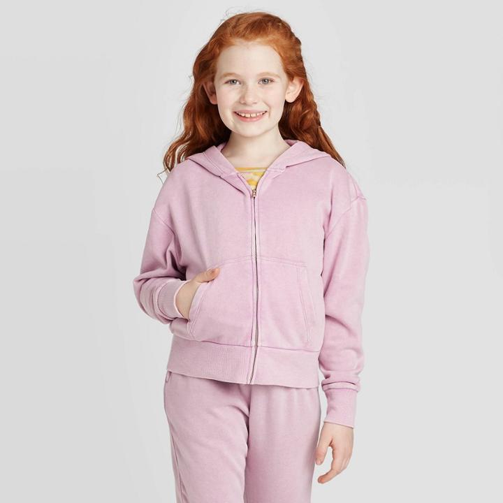 Girls' Full Zip Hoodie - Art Class Purple S, Girl's,