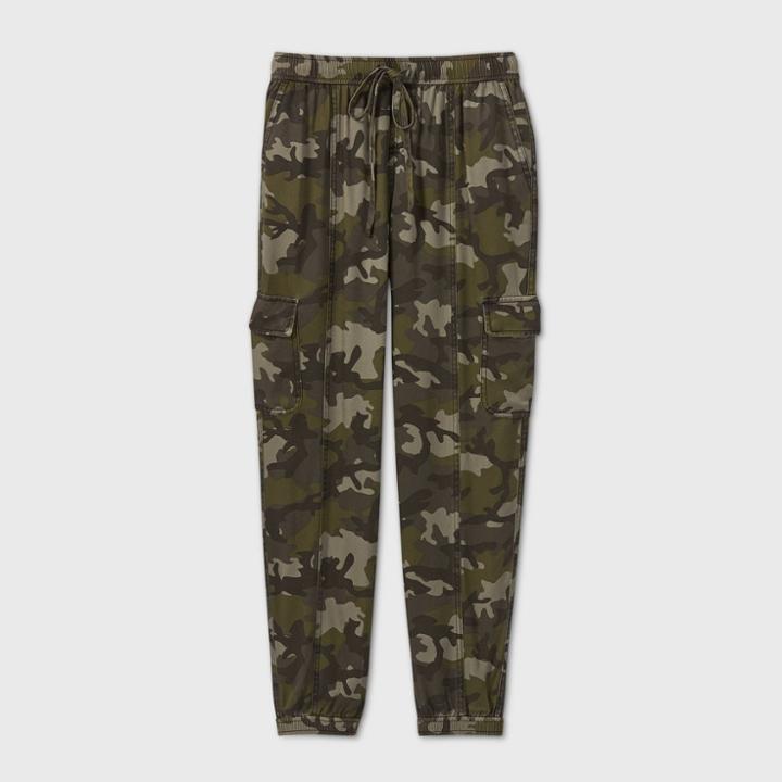 Women's Camo Print Cargo Jogger Pants - Knox Rose Green