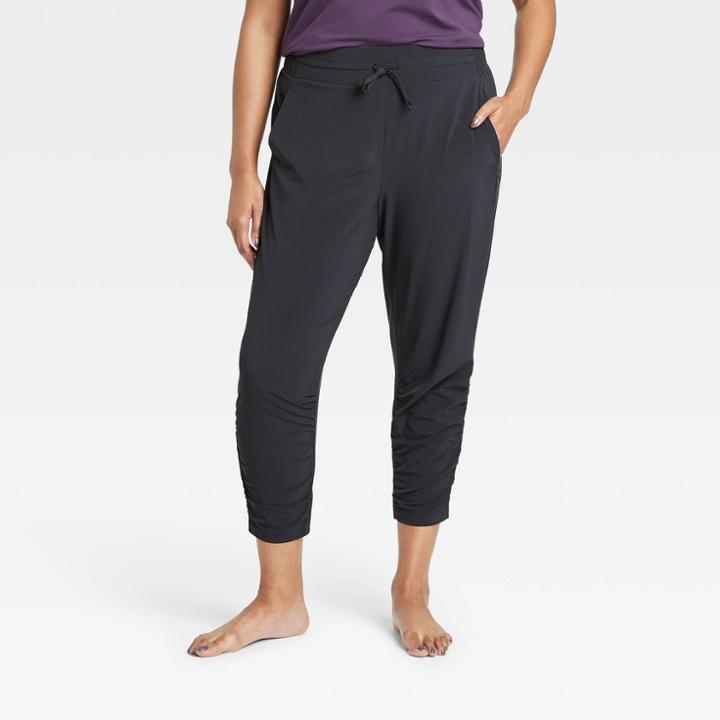 Women's Stretch Woven Ruched Leg Pants 24 - All In Motion Black