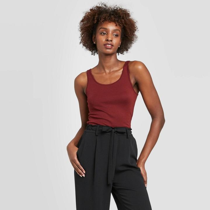 Women's Slim Fit Any Day Tank Top - A New Day Burgundy Xs, Women's, Red