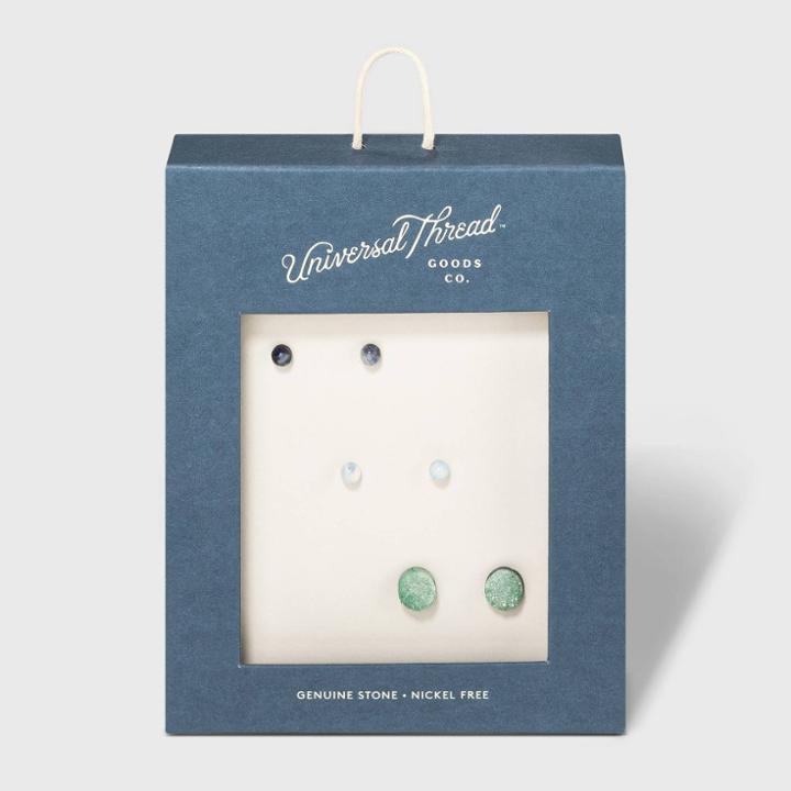 Trio Drusy Earrings - Universal Thread Green/gold