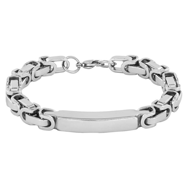 Crucible Men's High Polish Stainless Steel Byzantine Id Bracelet