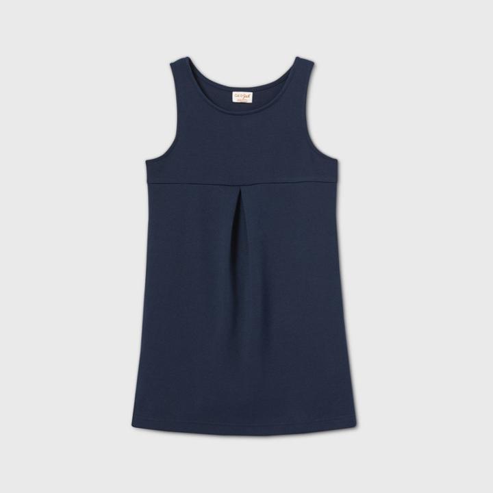 Girls' Stretch Sleeveless Uniform Knit Jumpsuit - Cat & Jack Navy