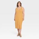 Women's Plus Size Sleeveless Button-front Knit Bodycon Dress - Universal Thread Yellow