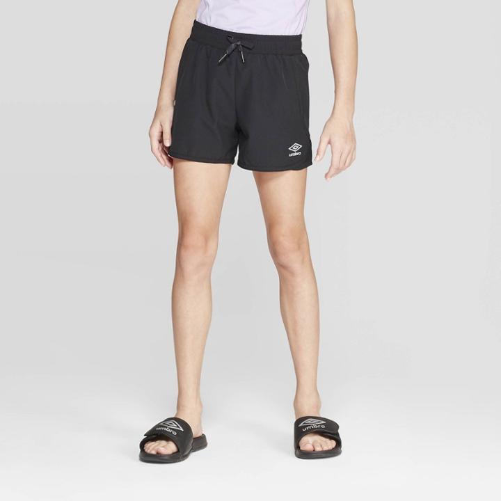 Umbro Girls' Woven Running Shorts - Black