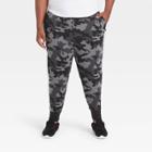 Men's Big & Tall Camo Print Cotton Tapered Fleece Joggers - All In Motion Black
