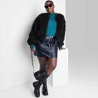 Women's Plus Size Faux Fur Topper Jacket - Wild Fable Black