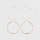 Two Tone Sterling Silver Hoop Fine Jewelry Earrings - A New Day Silver/rose Gold