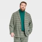 Houston White Adult Plus Size Suit Jacket - Green Checkered