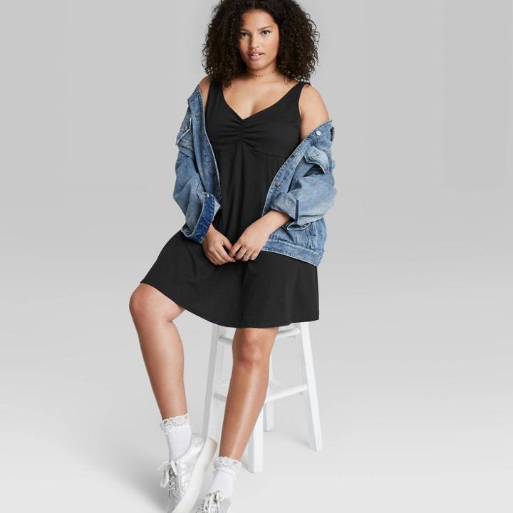 Women's Plus Size Sleeveless Knit Skater Dress - Wild Fable Black