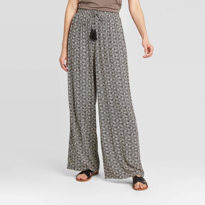 Women's Mid-rise Wide Leg Pants - Knox Rose Black S, Women's,