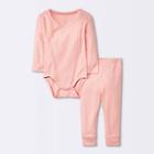 Baby Basic Wide Rib Side Snap Bodysuit & Pants Set - Cloud Island Pink Newborn