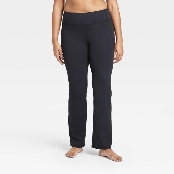 Women's Contour Power Waist Mid-rise Straight Leg Pants 34.5 - All In Motion Black Xs -
