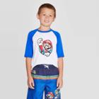 Nintendo Boys' Super Mario Rash Guard - White/blue Print Xs, Boy's, Blue White