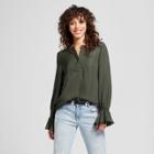 Women's Long Sleeve Ruffle Cuff Blouse - Mossimo Green