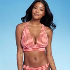 Juniors' Textured Longline Tall Triangle Bikini Top - Xhilaration Red D/dd Cup
