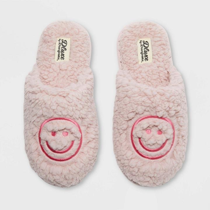 Women's Dluxe By Dearfoams W Happy Face - Heart Eyes Slippers - Pink