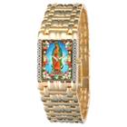 Men's Ewatchfactory Our Lady Of Guadalupe Square Diamond Bracelet Watch - Gold