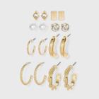 Multi Gold Hoops And Cubic Zirconia Stud Earring Set 8pc - A New Day