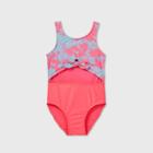 Toddler Girls' Tie-dye Peek A Boo Tie-front One Piece Swimsuit - Cat & Jack Pink/blue