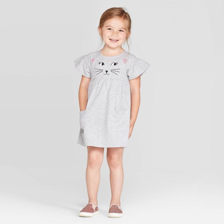 Toddler Girls' 'cat' A Line Dress - Cat & Jack Gray