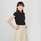 Girls' Short Sleeve Interlock Uniform Polo Shirt - Cat & Jack Black