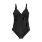 Tie-front One Piece Maternity Swimsuit - Isabel Maternity By Ingrid & Isabel Black