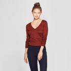 Women's Fitted Long Sleeve T-shirt - A New Day Brown