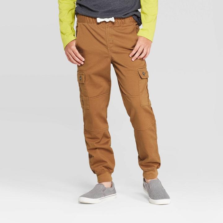 Boys' Cargo Jogger Pants - Cat & Jack Brown/maroon (brown/red)