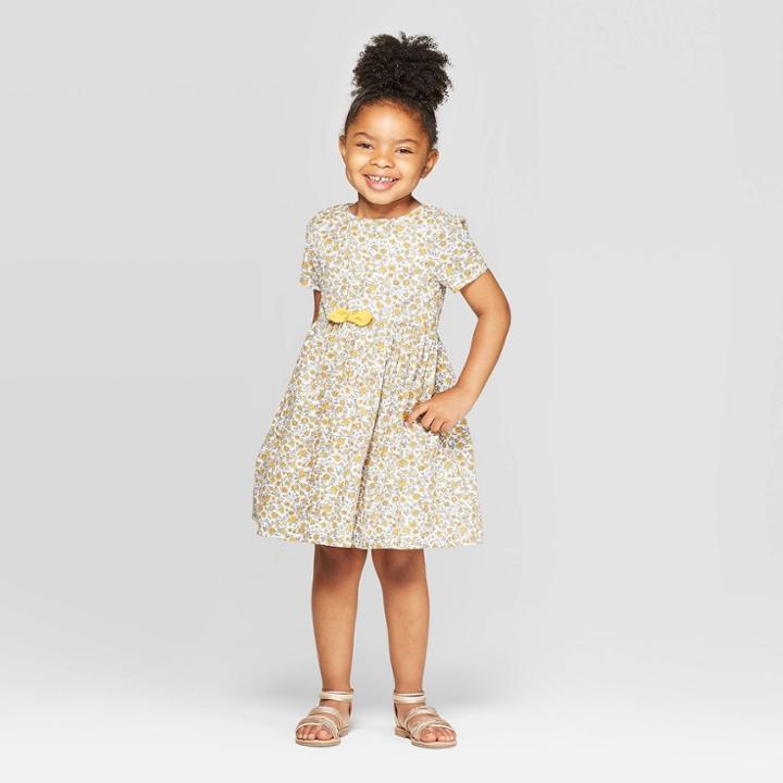Petiteoshkosh B'gosh Toddler Girls' Short Sleeve Floral A Line Dress - Yellow