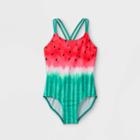 Girls' Watermelon Ombre Tie-dye One Piece Swimsuit - Cat & Jack Turquoise