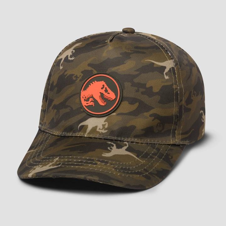 Jurassic World Kids' Jurassic Park Camo Print Baseball Hat, Green