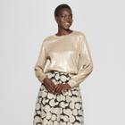 Women's Long Sleeve Metallic Pullover - Who What Wear Gold