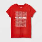 Girls' 'celebrate' Short Sleeve Graphic T-shirt - Cat & Jack Red