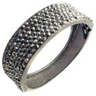 Zirconite Hinged Bangle With Crystals - Gunmetal, Women's, Clear