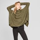 Women's Long Sleeve Wrap Front Pullover Sweater - Xhilaration Olive (green)