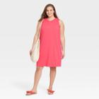 Women's Plus Size Knit Tank Dress - A New Day Coral Pink