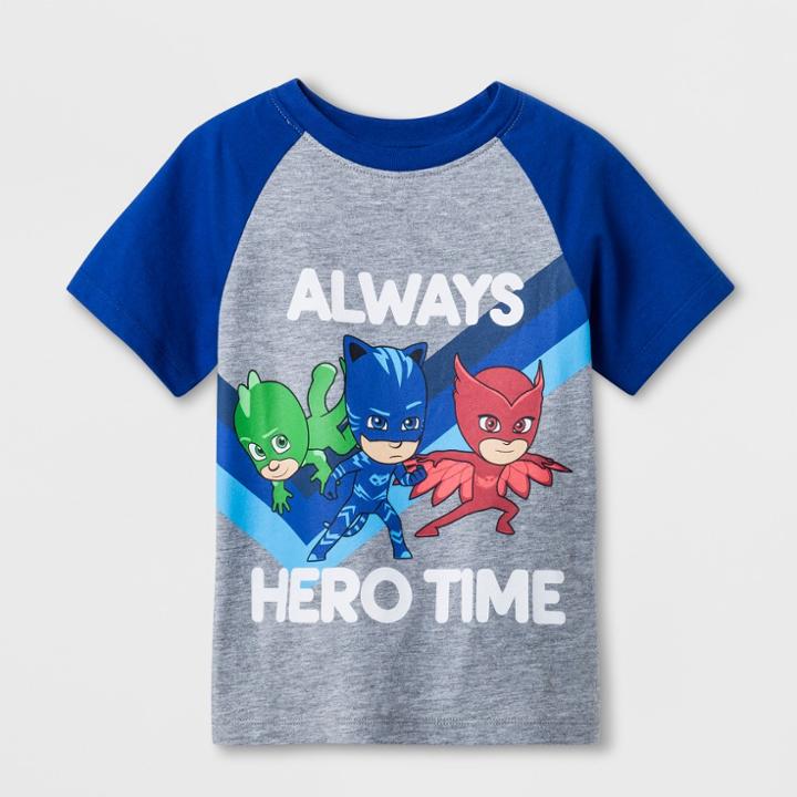 Toddler Boys' Pj Masks Raglan Short Sleeve T-shirt - Grey